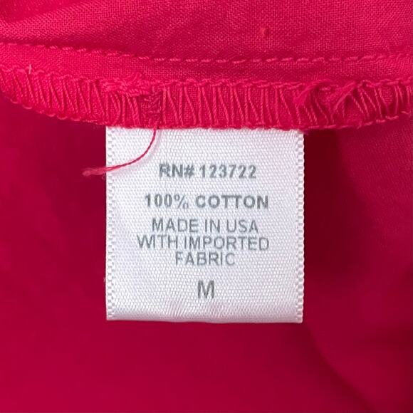 Xirena Top Womens Medium Red Rosette Emery Button Up Long Sleeve Poplin Cotton - Picture 12 of 13